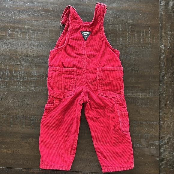 Oshkosh B’gosh 2T Toddler Red Corduroy Overalls - Picture 3 of 5